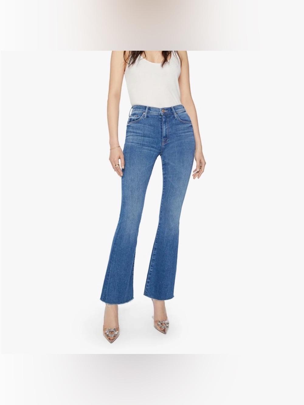 MOTHER Blue Flare Jeans - High Waist Wide Leg